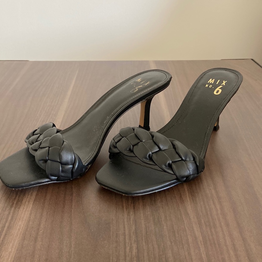 Mix No. 6 Black Strappy Heels.